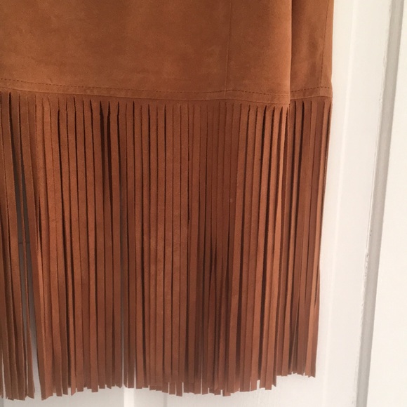 CARLISLE Genuine Suede Fringe Leather Skirt - Picture 4 of 12